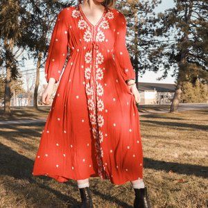 Free People Embroidered Fable Midi Dress